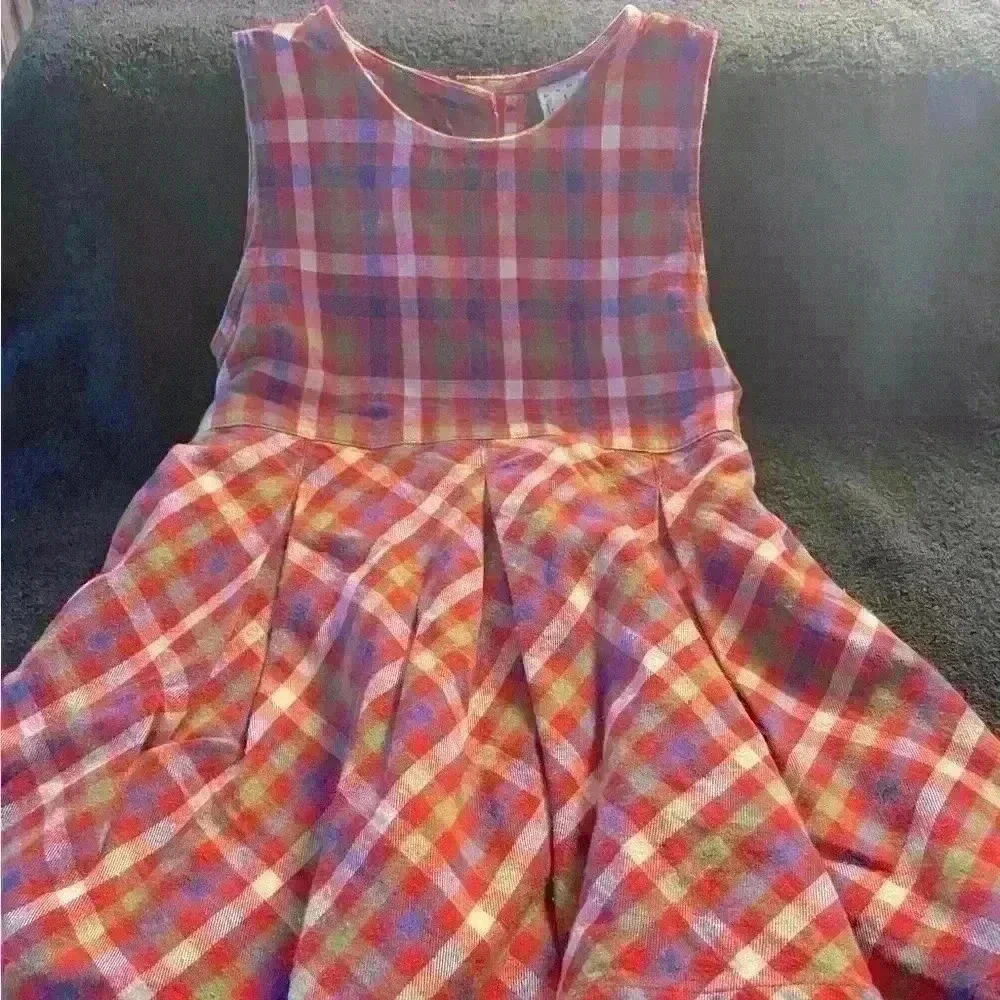 Vintage 1990’s Baby GAP  18-24 Months Plaid dress with buttons and tie back
